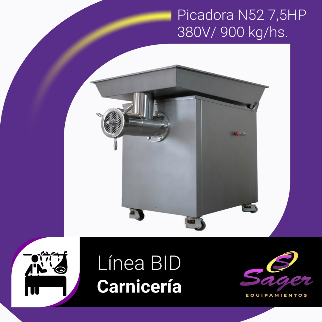 Picadora-N°52-acero-inoxidable,-5,5HP-380V-Producción-900-kg-hs
